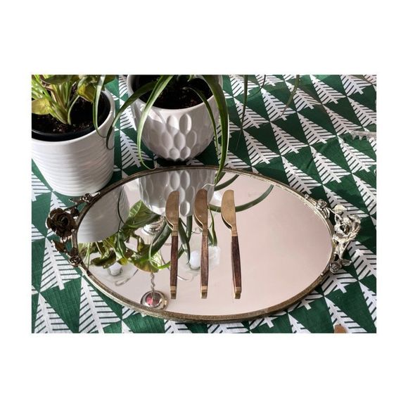 Vintage Brass & Walnut Wood Butter Knife Set of 8 - Picture 5 of 9